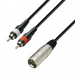 Adam Hall Cables K3 YMCC 0300 - Audio Cable XLR Male to 2 x RCA Male, 3 m